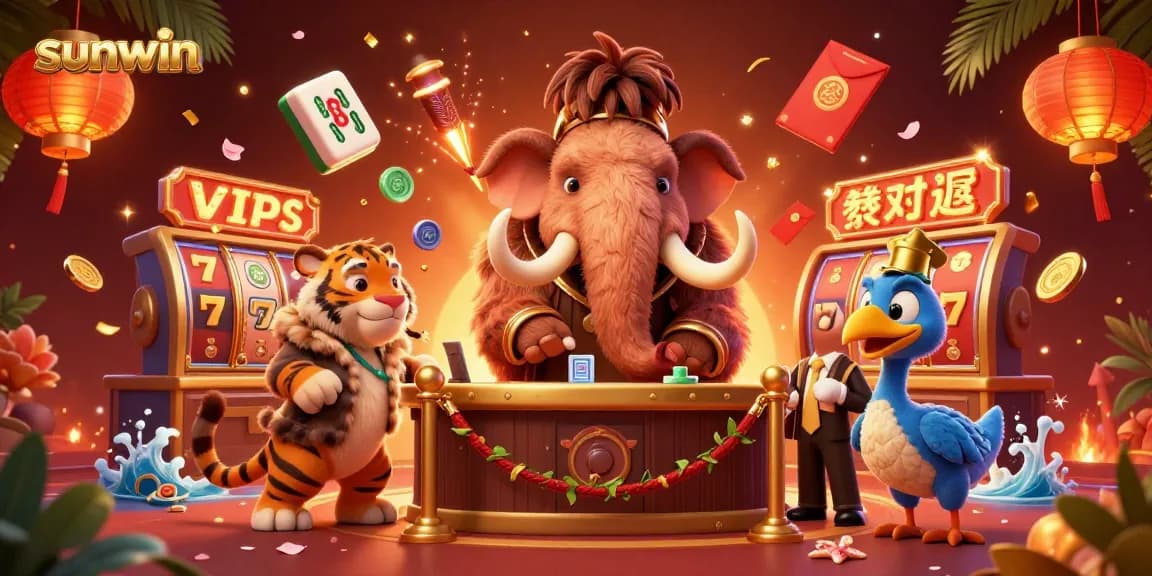 Experience the thrill of sunwin with vibrant 3D casino characters and dynamic elements showcasing games.