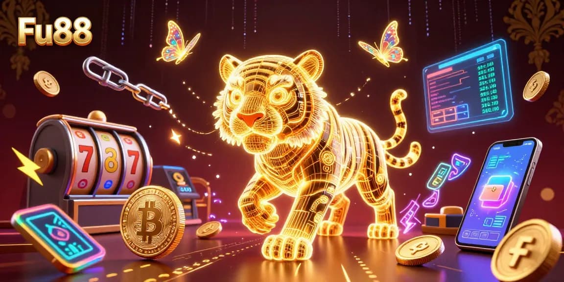 Experience the excitement at Fu88 with a vibrant tiger in a digital casino environment.