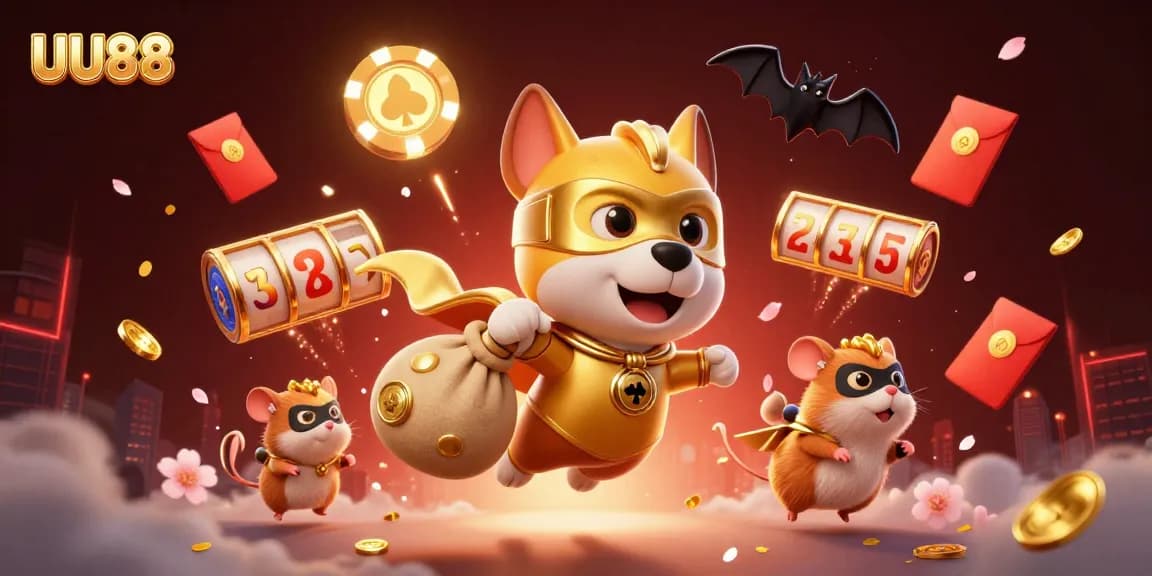 Win big at UU88 with colorful slot games and dynamic 3D characters celebrating jackpots in a vibrant casino atmosphere.