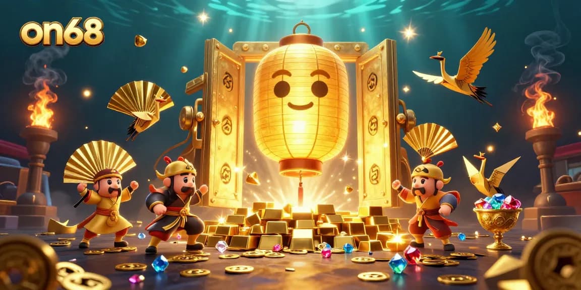 Experience the thrill at on68 with a festive casino atmosphere filled with treasures and lucky symbols.