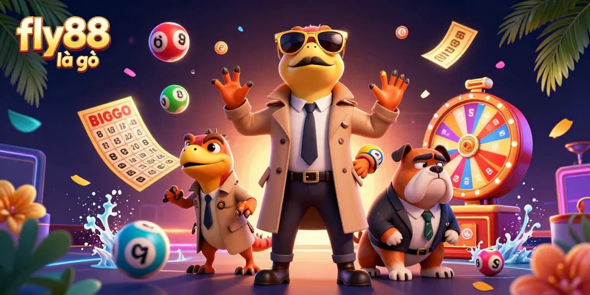 Experience the excitement of fly88 là gì with vibrant lottery balls and a hilarious raptor scene.