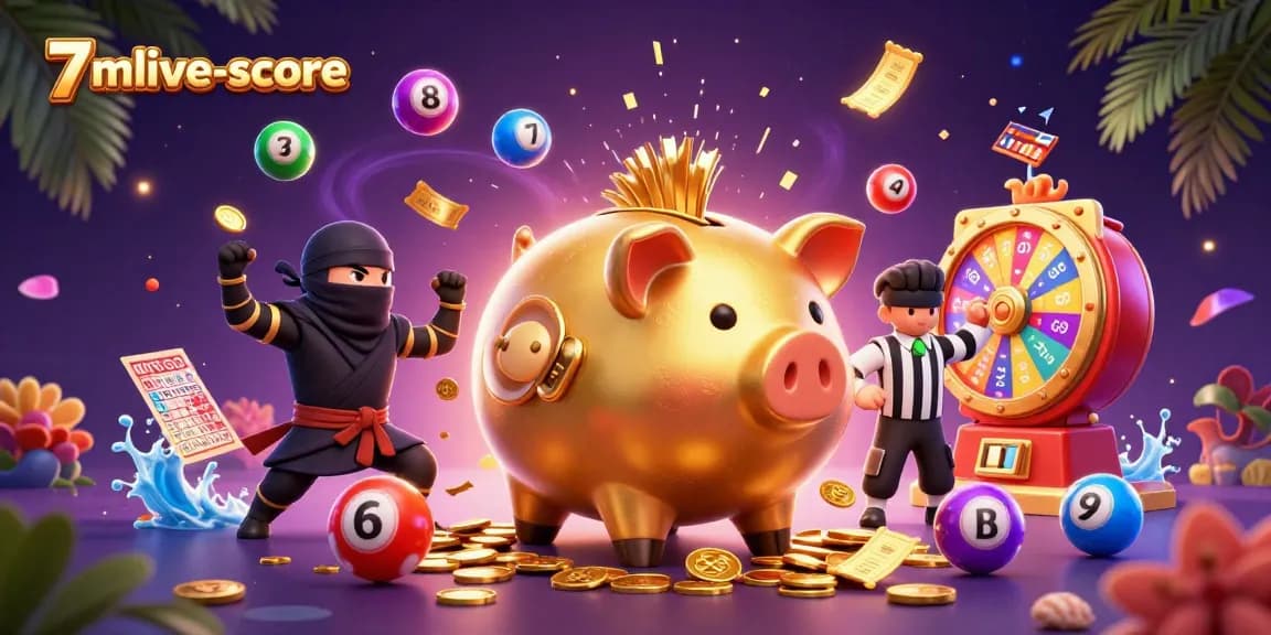 Experience the excitement of 7mlive-score with a lively casino scene featuring dynamic characters and vibrant gaming elements.
