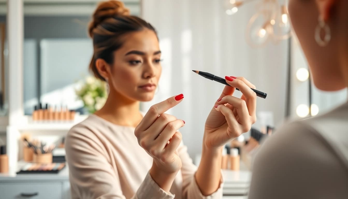 Enhance your look with a brow pen for perfect eyebrows.