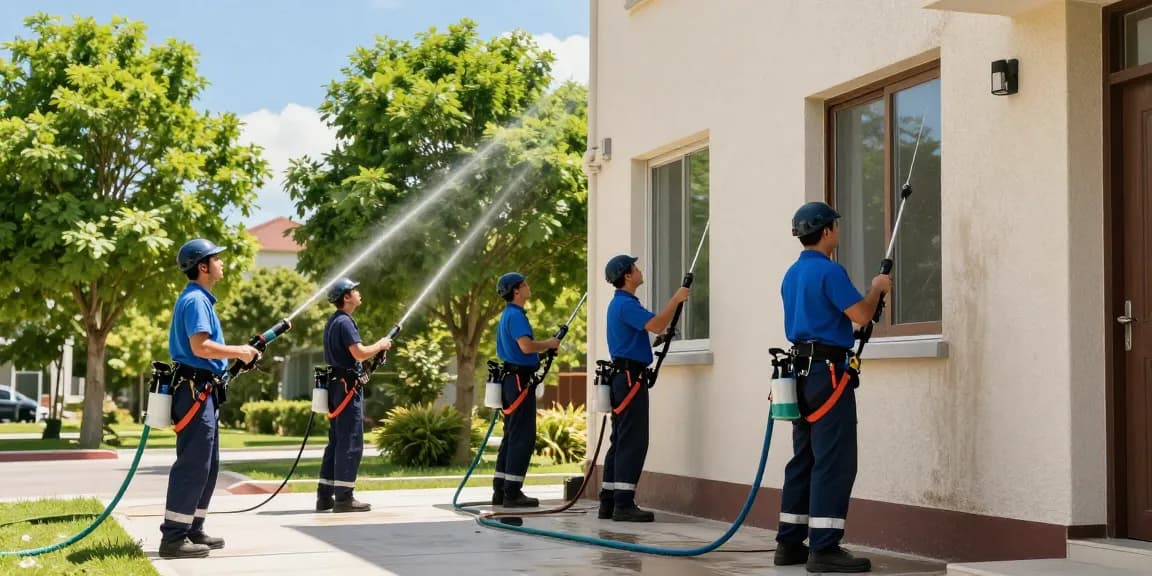 Reinigung Ebsdorfergrund - Professionelles Team führt eine Fassadenreinigung durch, um die Immobilie zu verschönern.