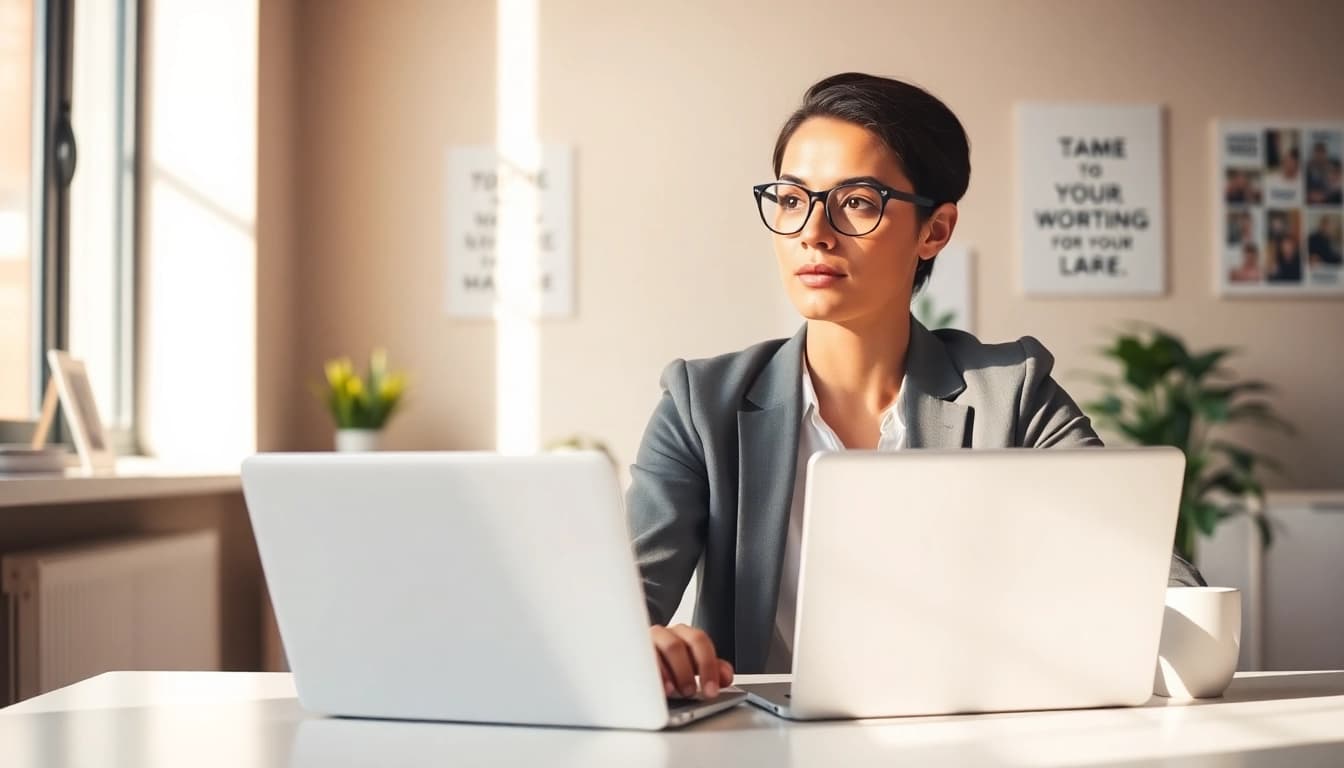 Explore your Ideal Career with a professional engaged in career planning in a modern workspace.