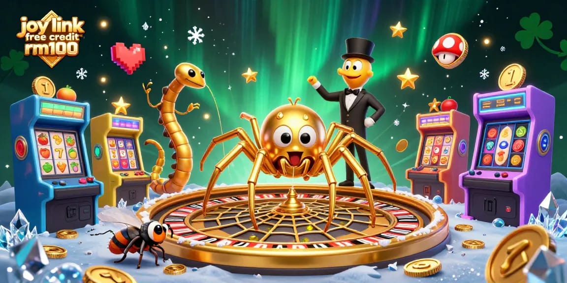 Bet with joy link free credit rm100 at this thrilling casino scene with a spider and a centipede.