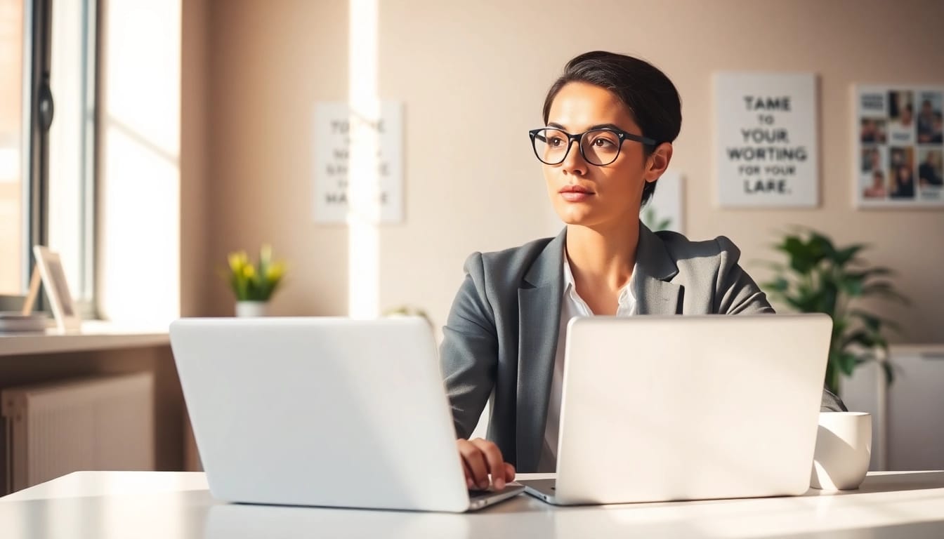 Explore your Ideal Career with a professional engaged in career planning in a modern workspace.