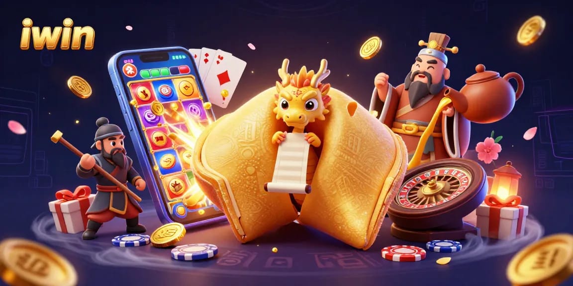 Play slots with iwin while surrounded by golden coins and a wise dragon in this vibrant 3D illustration.