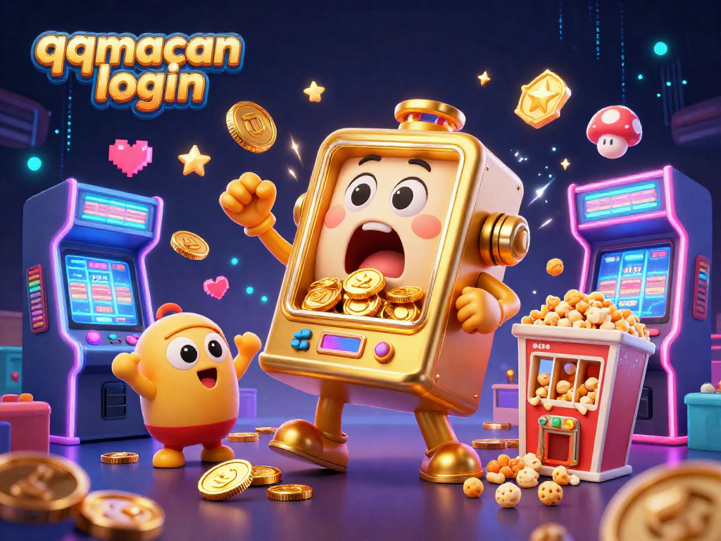 Experience the thrill of qqmacan login with a golden slot machine hitting the jackpot!