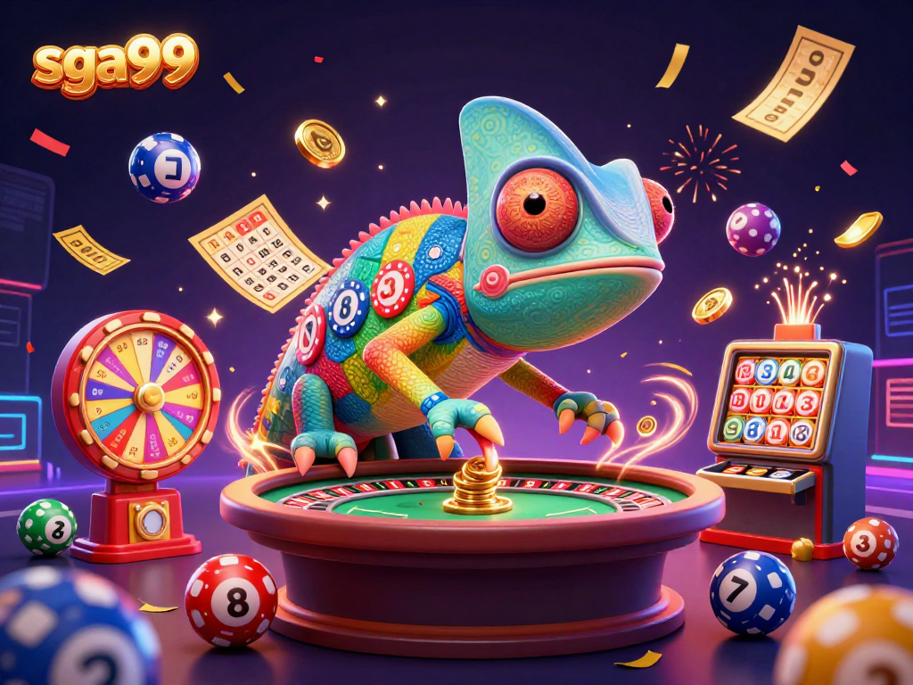 Experience the thrill of gambling with sga99's vibrant casino scene, featuring colorful elements.