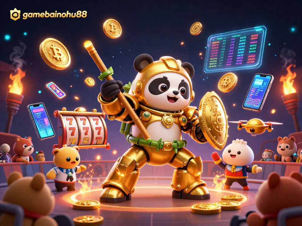 Engage in thrilling slot gameplay with gamebainohu88, featuring dynamic characters and vibrant crypto elements.