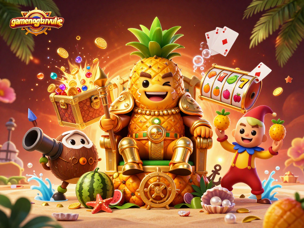 Experience exciting gaming at gamenongtraivuive with a vibrant 3D casino scene featuring slots.