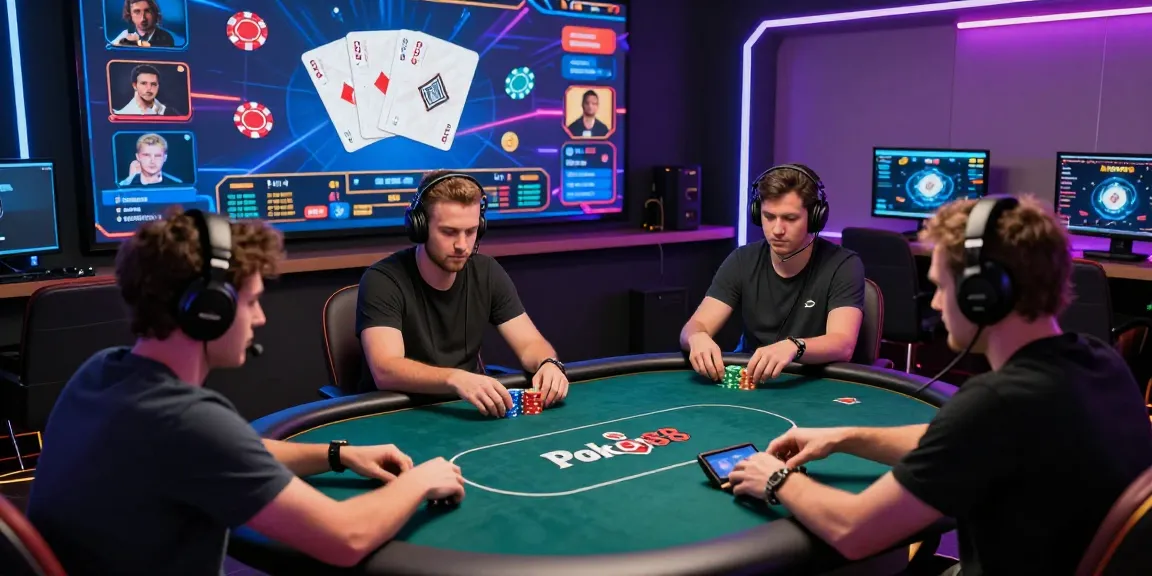 Intense online poker game on Poker88 platform with diverse players in a dynamic digital environment.