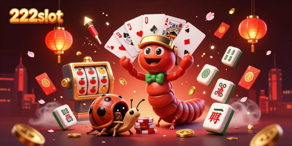 Mainkan slot dengan strategi menang di 222slot, dealer kartun unik dan suasana meriah.