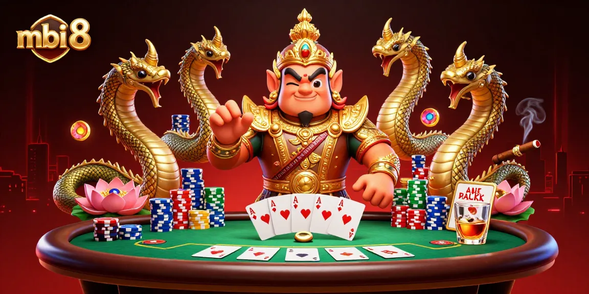 Experience the excitement of mbi 8 with vibrant 3D casino elements and friendly guardians.