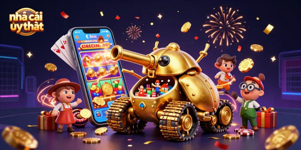 Experience the excitement of nhà cái uy tín with a vibrant casino illustration showcasing winning moments.