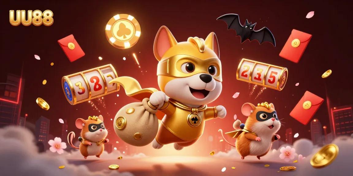 Win big at UU88 with colorful slot games and dynamic 3D characters celebrating jackpots in a vibrant casino atmosphere.