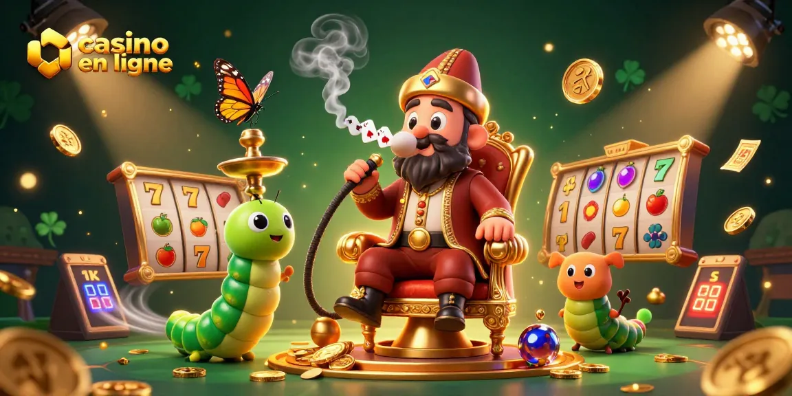 Gagnez avec le casino en ligne grâce à une illustration de jeux de machines à sous et des éléments dynamiques.
