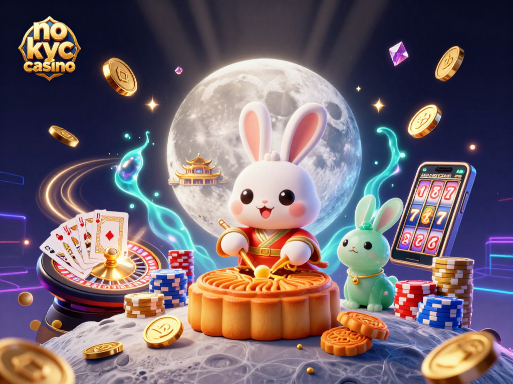 Play exciting games at the no kyc casino, featuring dazzling casino elements like coins and poker chips.