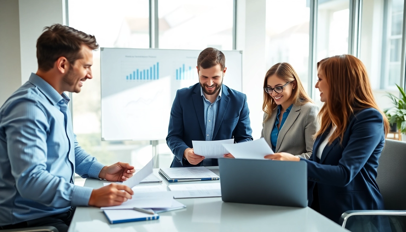 Engaging scene of multi-state title and escrow services in action with a diverse team at work.