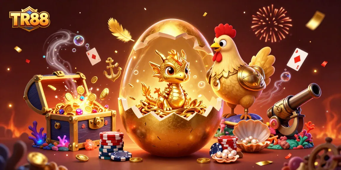 Win with TR88 at an online casino featuring a golden dragon on poker chips.