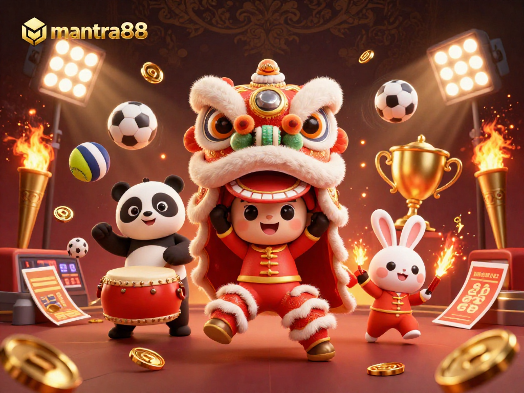Engage with mantra88 in this vibrant 3D illustration featuring dynamic elements and characters for a thrilling casino experience.