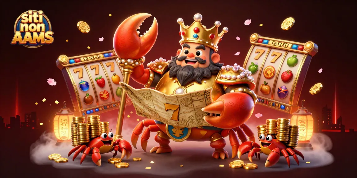 Scopri i migliori siti non AAMS con il granchio imperiale e simboli di gioco tra petali di ciliegio e oro.