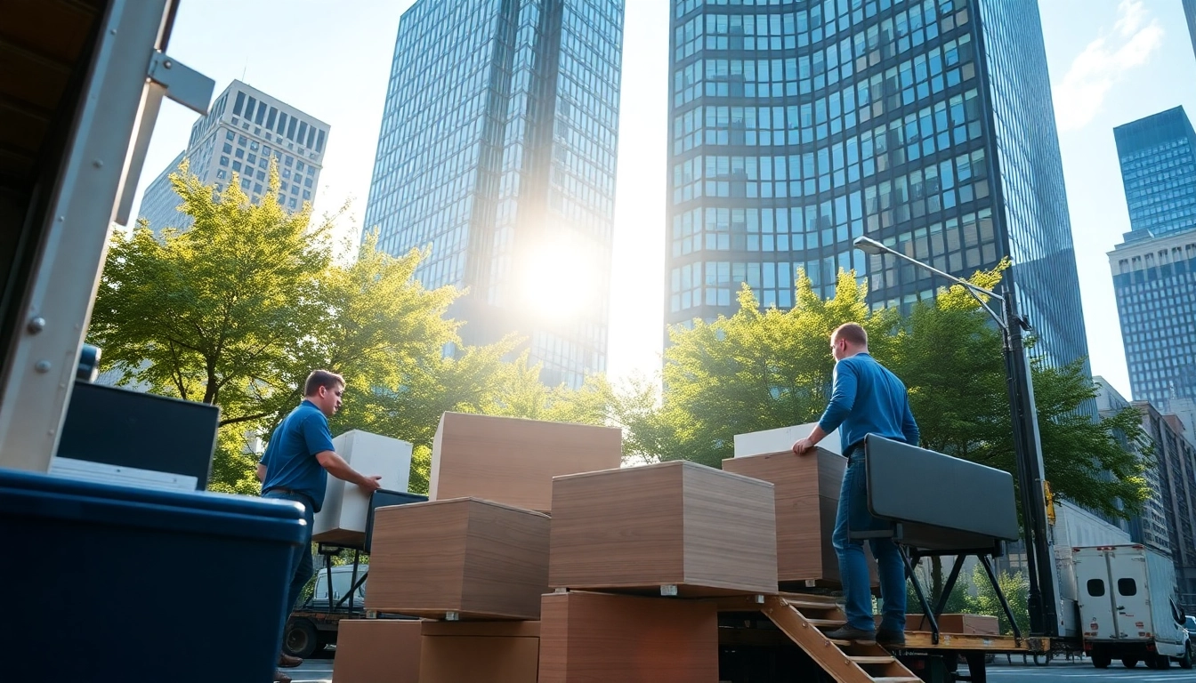 Office Moving Services NYC in action, professional movers packing office equipment seamlessly.