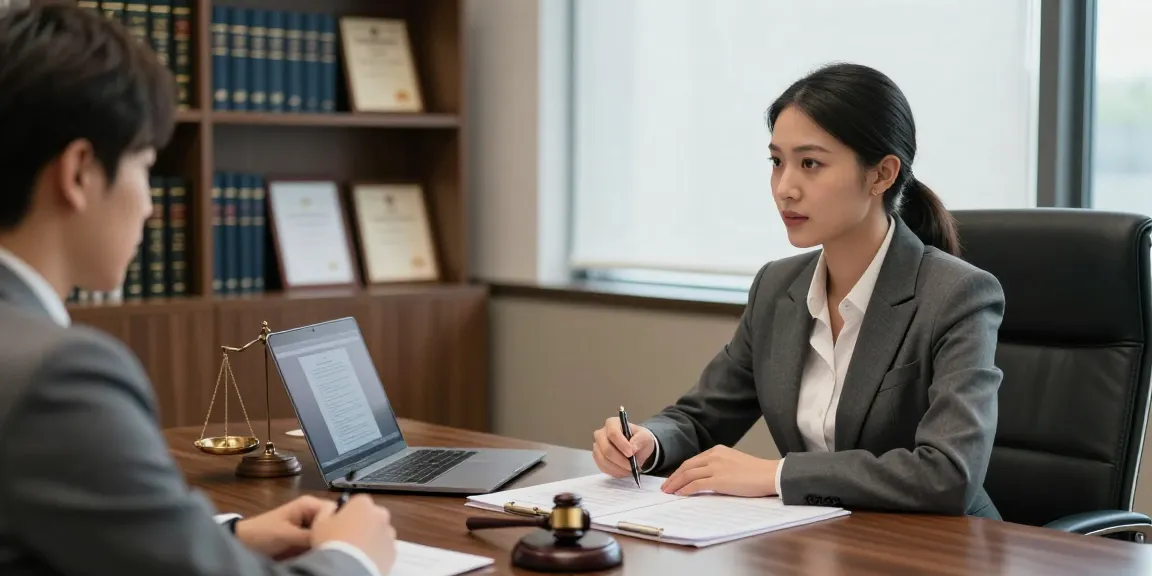 Professional legal consultation highlighting inquiry in a modern law office setting.