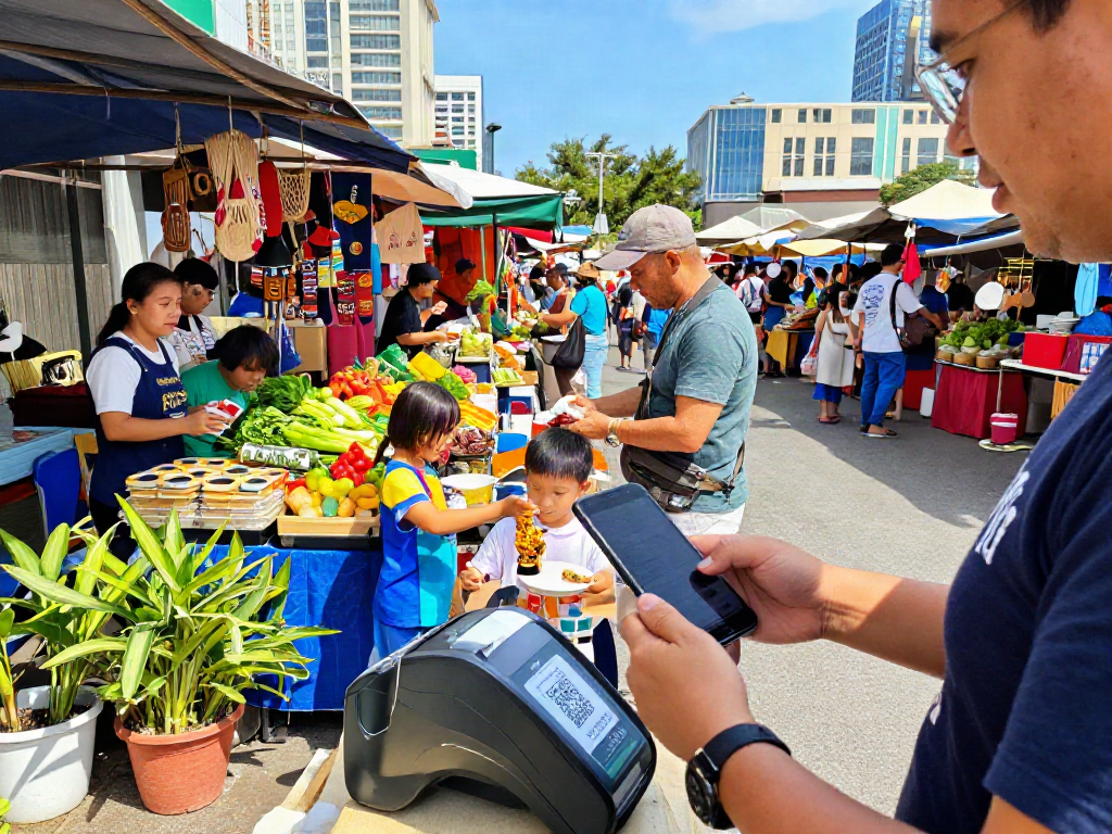 Using slot qris 5000 at a bustling market for seamless transactions.
