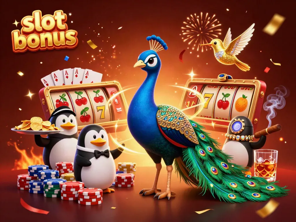 Experience the excitement of a slot bonus with vibrant characters and casino elements.
