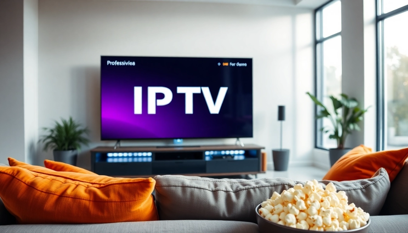 Engaging IPTV subscription displayed in a cozy living room setup.