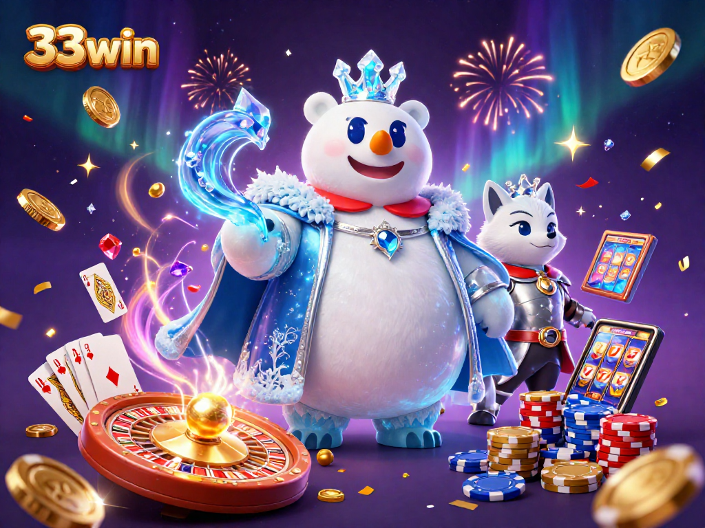 Experience the thrill of winning big with 33win in this vibrant casino illustration.