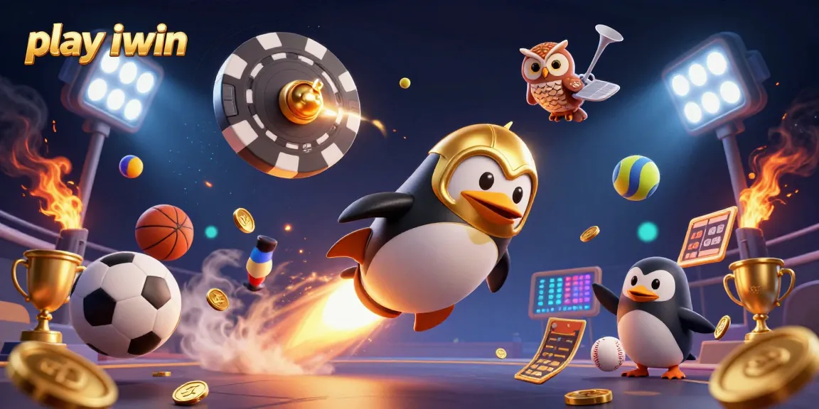 Play iwin as a golden penguin rocket blasts through a casino-themed space scene.