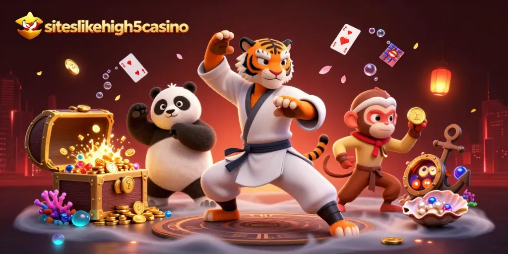 Experience thrilling gameplay at siteslikehigh5casino with engaging characters amidst vibrant casino elements.