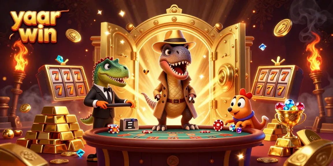Experience yaar win with this lively casino scene featuring dinosaurs at play.