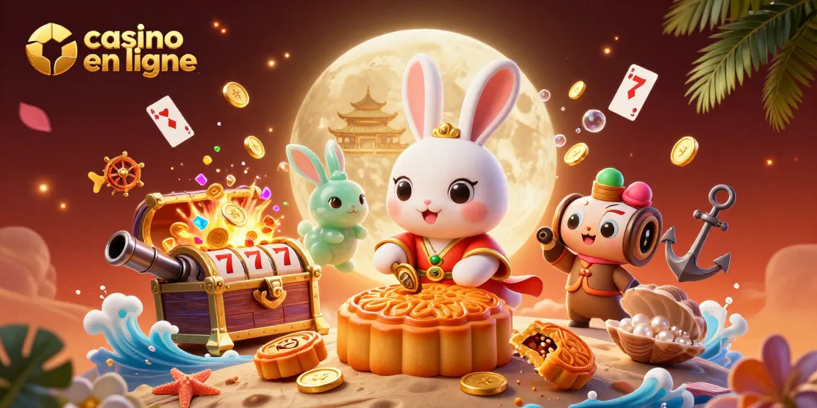 Jouer au casino en ligne avec un lapin lunaire et des jetons de poker dans un décor féerique.