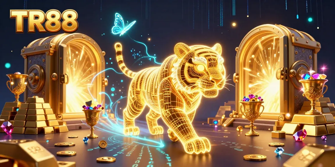 TR88 reveals a vibrant casino landscape with a golden tiger and treasure elements.