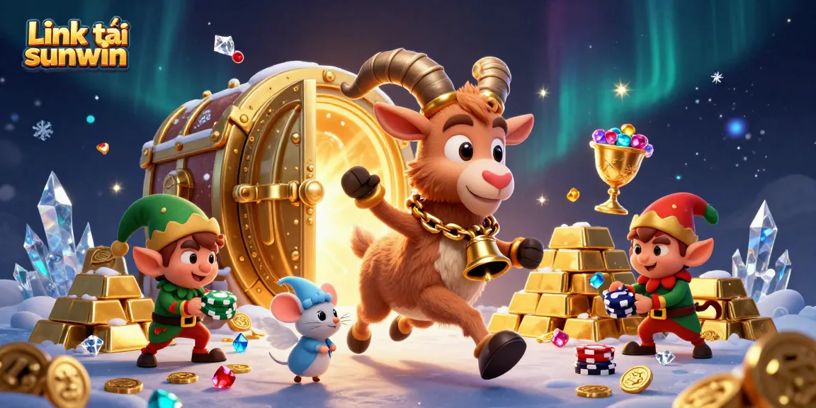 Gambling excitement with Link tải sunwin amidst treasures and festive chaos in a dynamic casino scene.