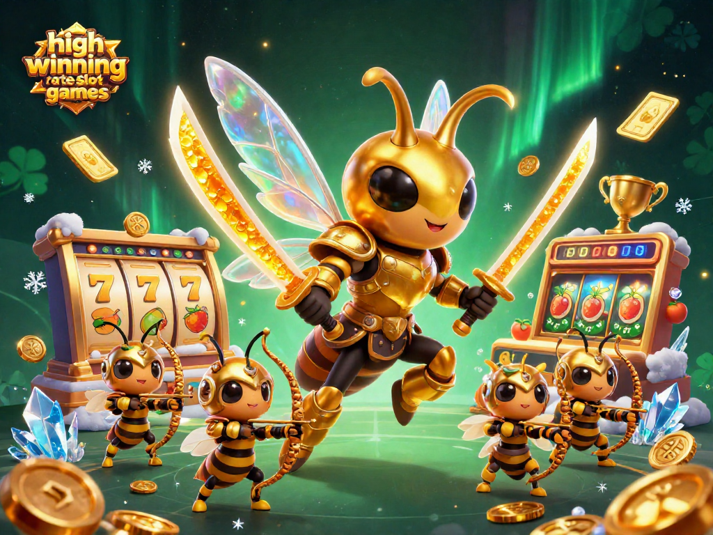 Experience high winning rate slot games with this vibrant, ultra-detailed 3D casino illustration.