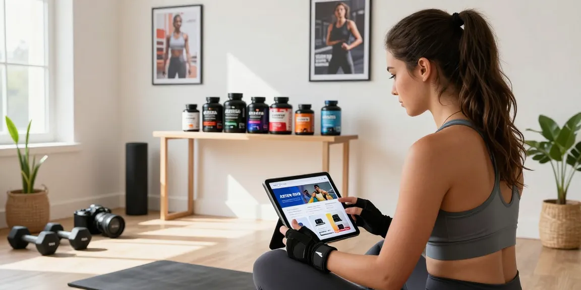 Exploring the Astera Shop for fitness supplements in a stylish gym setting.