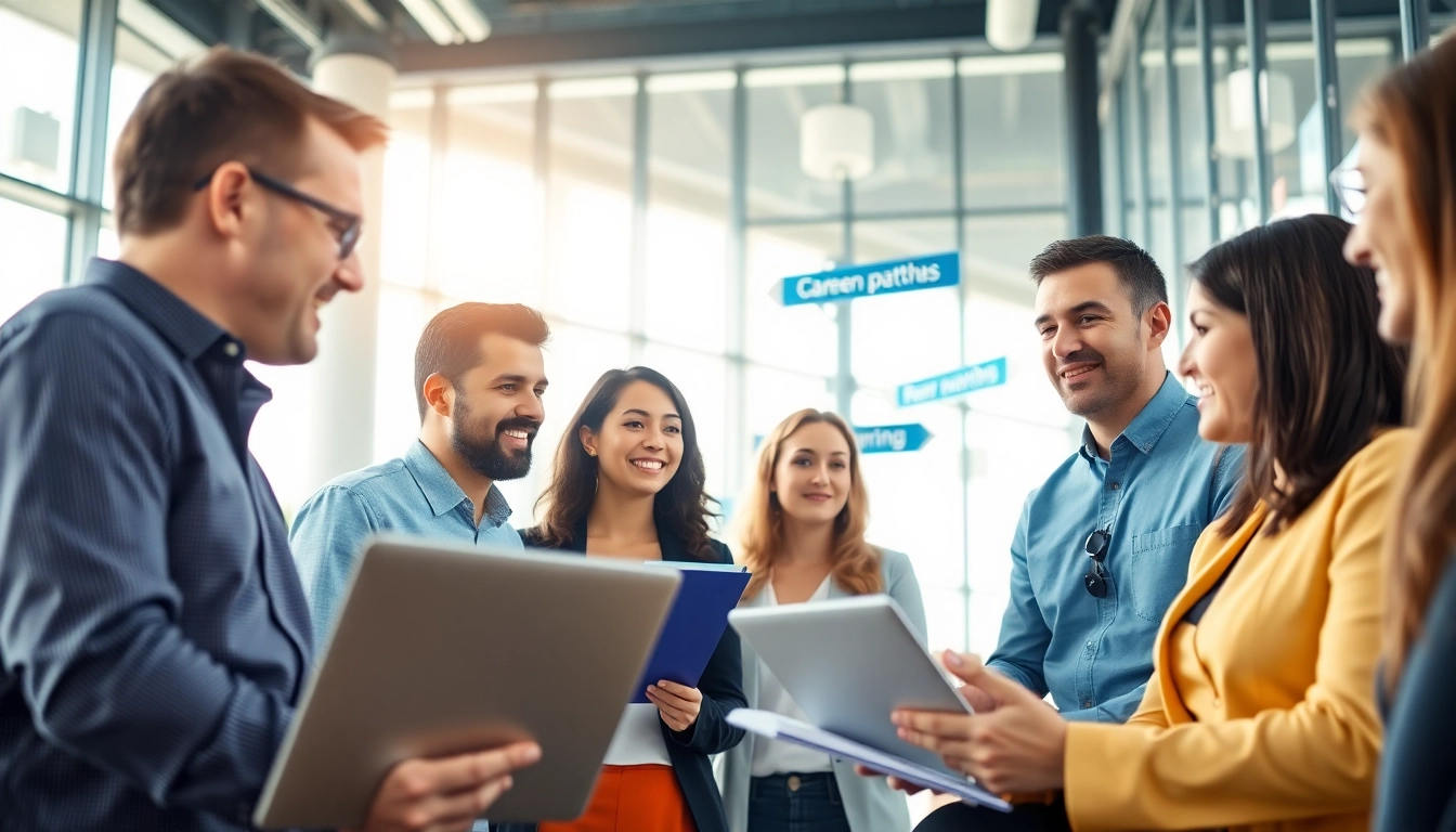 Individuals exploring their Ideal career options in a modern office setting.