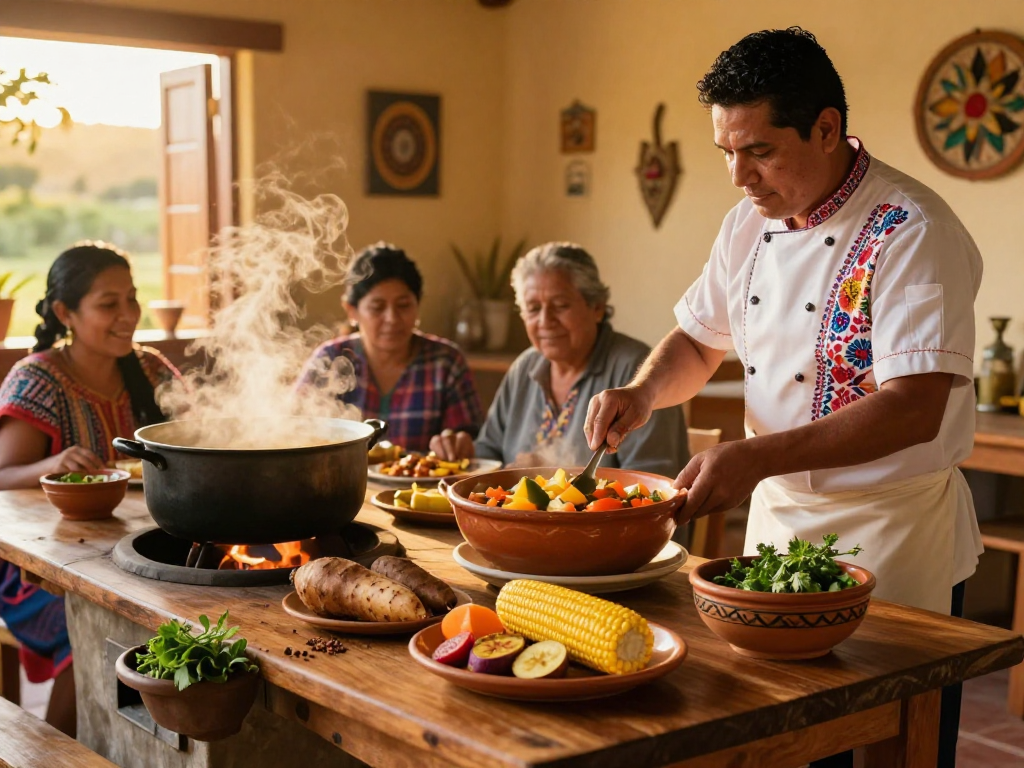 Prepare the best sancocho colombiano near me in a warm Colombian kitchen.