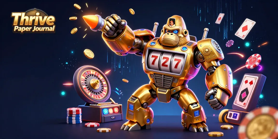 Engaging Thrive Paper Journal casino art highlights slots, poker, and neon energy in action.