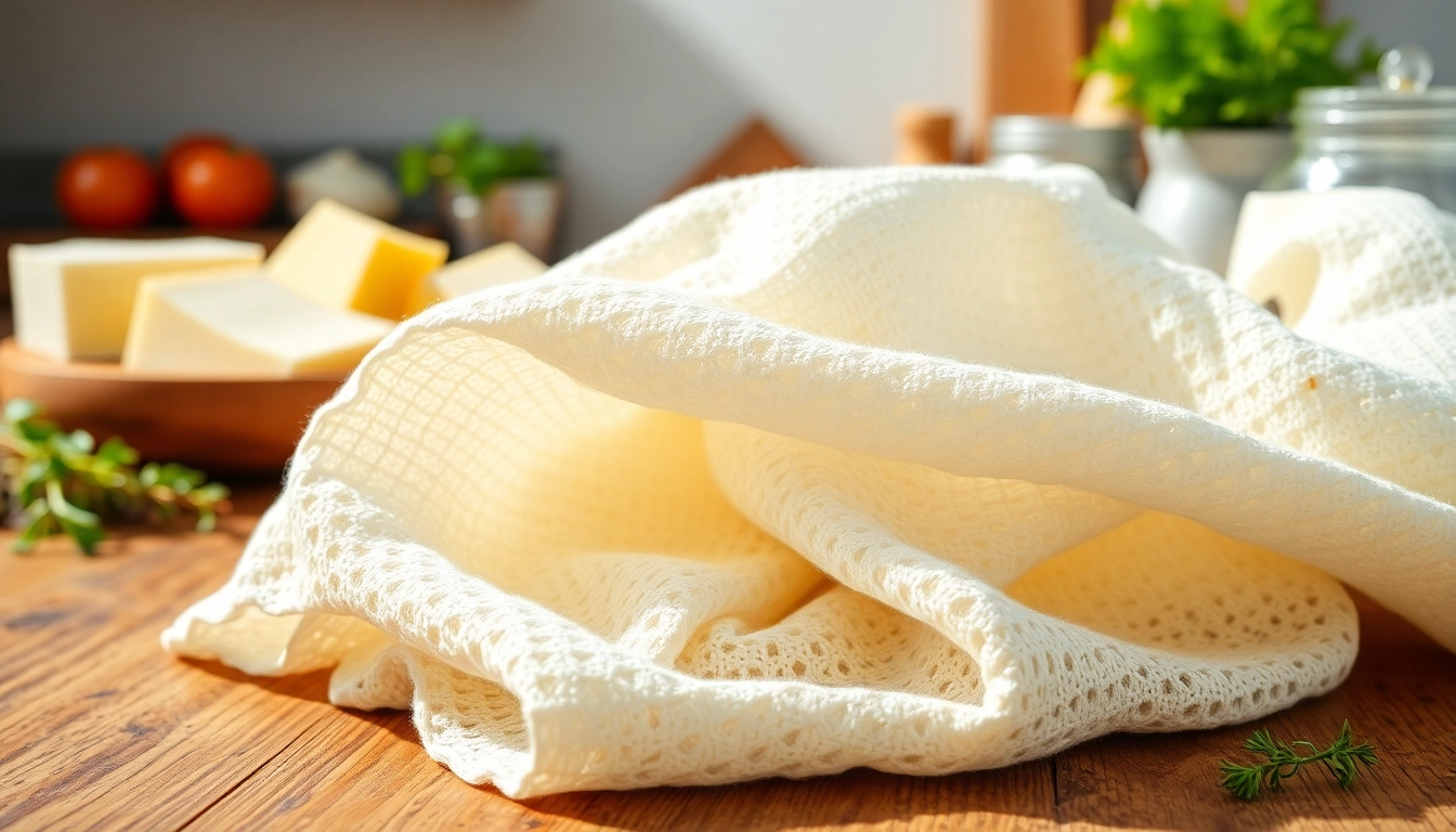 Gebruik een kaasdoek om verse kaas te maken in de keuken.