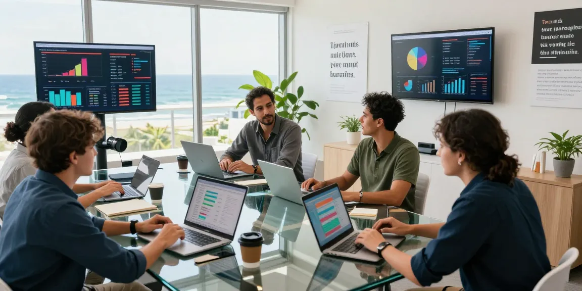 Experienced professionals collaborating at a marketing agency Gold Coast using strategic tools and insights