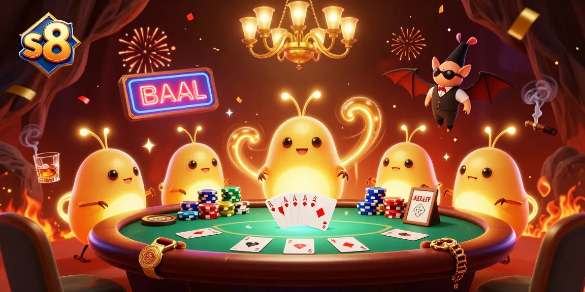 Experience the thrill of s8 casino with vibrant glowworms illuminating an exciting poker game.