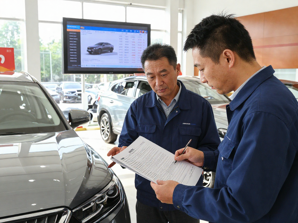 Check a vehicle's history before buying with a mechanic inspecting reports during a dealership visit.