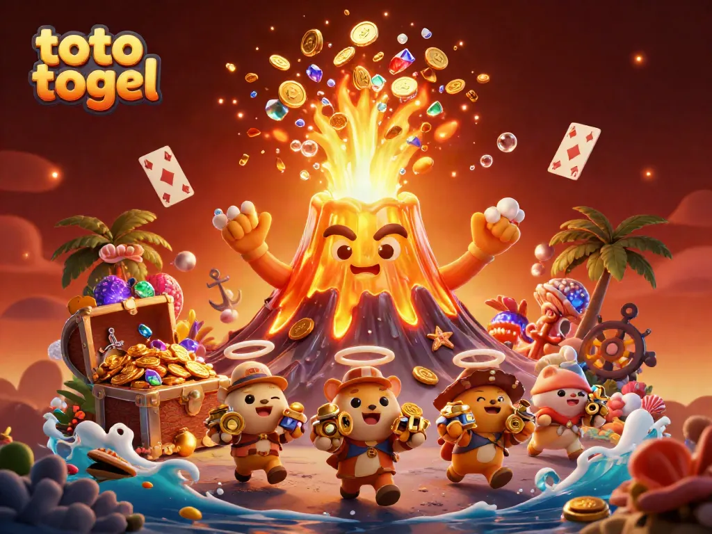 Experience thrilling wins with toto togel as a golden volcano erupts in a treasure-filled casino adventure.