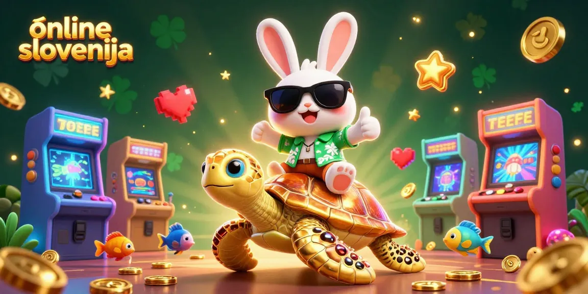 Igrajte v spletni casino Slovenija in uživajte v zabavnem svetu 3D ilustracij s srečnim zajčkom in morskimi želvami.